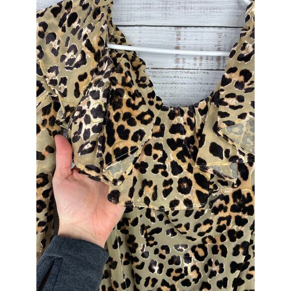 House of Harlow 1960 x Revolve Velvet Leopard Long Sleeve Off Shoulder Bodysuit - Picture 12 of 15